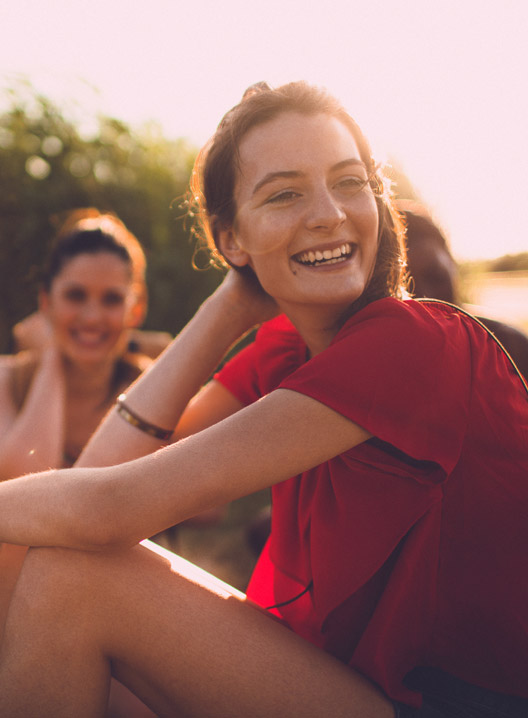 Girlfriends enjoying together in a sunny day.